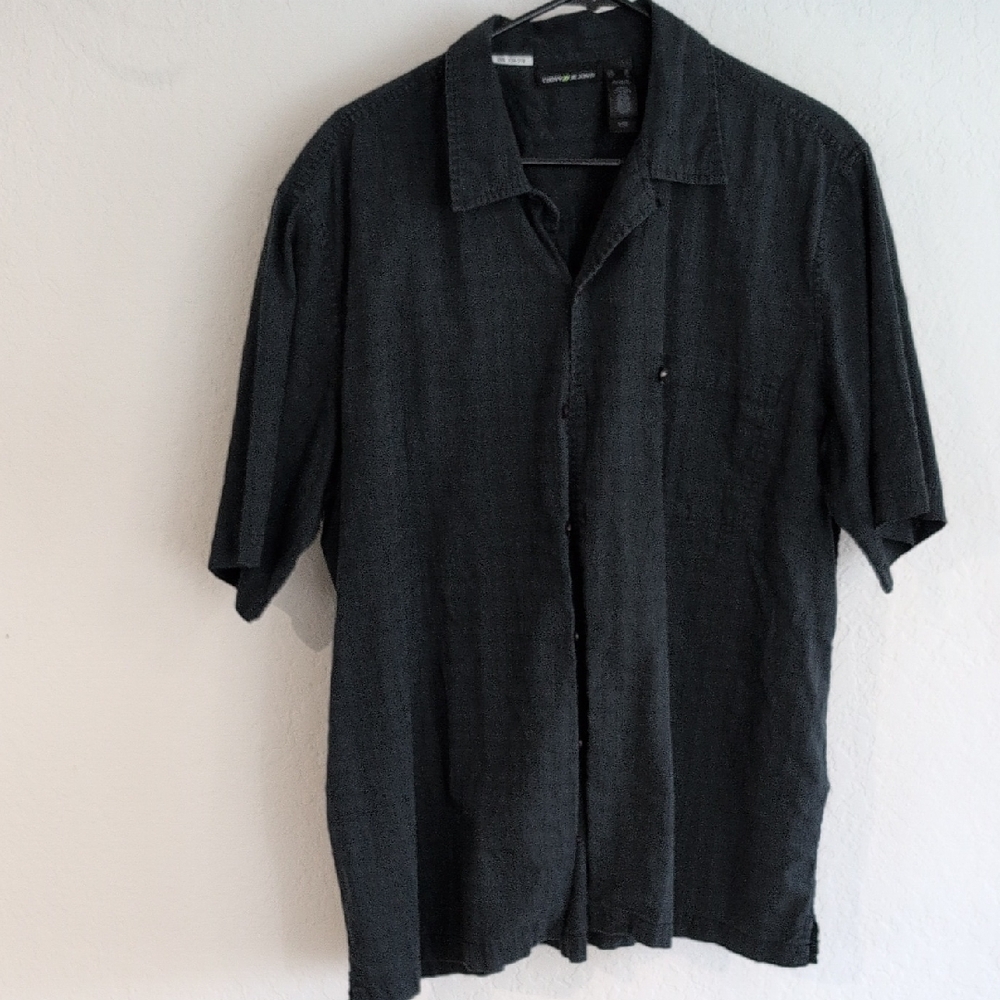 DKNY Jeans Charcoal Tonal Plaid Short Sleeve Button Down - XL